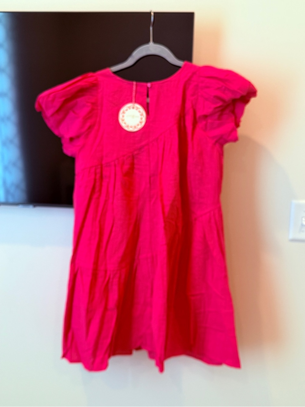 Umgee Womens Hot Pink Flutter-Sleeve Casual Dress